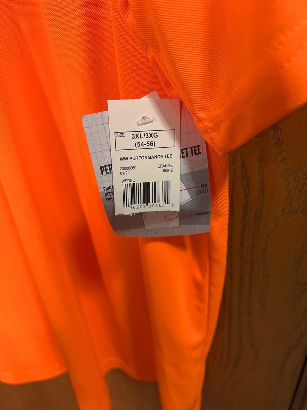 Wrangler Workwear Men's Performance Pen Pocket Tee Relaxed Fit Bright Orange 3XL - Picture 4 of 8